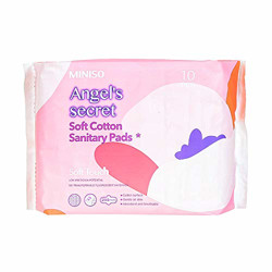 MINISO Angel's Secret Soft Cotton Sanitary Pads Feminine Pads for Women, 290mm,10PCS