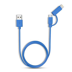 Amigo Value Line 2-in-1 Charger & sync Cable | USB-A Male to Miro-B Male + Adapter (Blue)