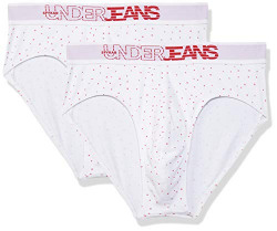 UnderJeans by Spykar Men's Printed Brief (Pack of 2) (UJ-MBR-PBC033_White_X-Large)