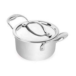 Cello Induction Base Tri-Ply Casserole with Stainless Steel Lid, 1.1Ltr, 14cm