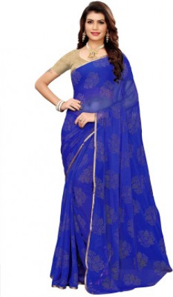 Ratnavati Woven, Embellished Daily Wear Chiffon Saree(Blue)
