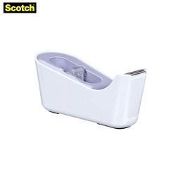 Scotch Tape Dispenser with Long Lasting Cutting Edge and Non-Skid Weighted Base for Easy one Handed Dispensing (Lavender)