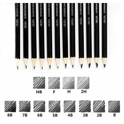 SYGA Professional Sketch and Drawing Pencils ，Art Pencil Box Contains 12 Pieces Set B 2B 3B 4B 5B 6B 7B 8B HB H 2H F