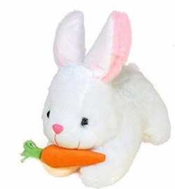 Crispy toys White Rabbit With Carrot for kids playing Stuffed Soft Plush Toy 26 Cm  - 26 cm(White)