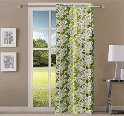 Queenzliving Garden County Curtain, Door 7 feet- Pack of 1, Green