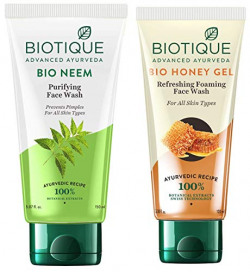 Biotique Bio Neem Purifying Face Wash for All Skin Types, 150ml & Biotique Bio Honey Gel Face Wash for All Skin Types, 100ml