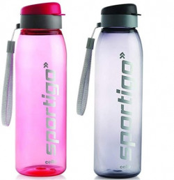 cello Sportigo Plastic Bottle, 800ml,Set of 2,Black/Pink 800 ml Bottle(Pack of 2, Multicolor, Plastic)