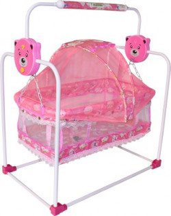 FLIPZON Baby Swing Cradle Jhula with Mosquito Net for New Born Baby (J10) Bassinet(Multicolor)