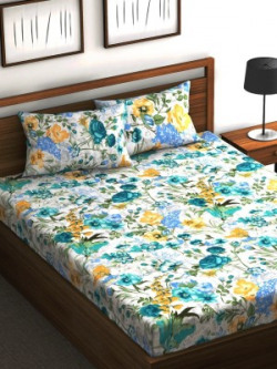 Flipkart SmartBuy 144 TC Cotton Double Floral Bedsheet(Pack of 1, Green & Yellow)