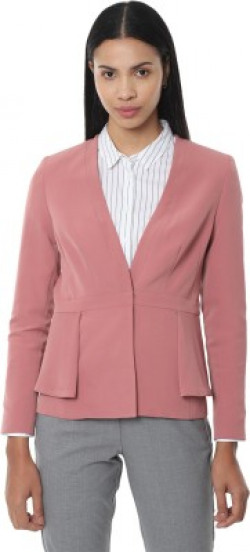 VAN HEUSEN Solid Single Breasted Casual Women Blazer(Pink)