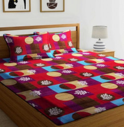 PLEDGE CREATIONS 180 TC Microfiber Double Printed Bedsheet(Pack of 1, Multicolor)