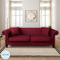 Flipkart Perfect Homes Annecy Fabric 3 Seater  Sofa(Finish Color - Red, DIY(Do-It-Yourself))