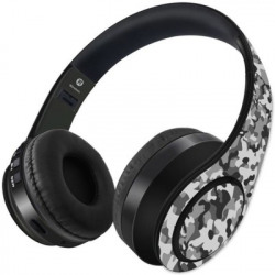 Kook N Keech Camo Effect Grey-Wireless Headphones Bluetooth Headset(Multicolor, On the Ear)