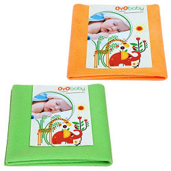 OYO BABY Waterproof Baby Bed Protector Dry Sheets for New Born Babies | Reusable Mats | Cot & Bassinet Gift Pack (Gift Pack 2, Light Green)