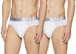 UnderJeans by Spykar Men's Solid Brief (Pack of 2) (UJ-MBR-PBC015_White_EL)