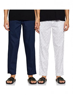 Diverse Men's Cotton Printed Slim Fit Pyjama- Multicolor, Pack of 2