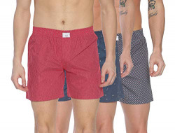 DIVERSE Men's Printed Boxer Shorts (DCMBS01SC14L34-335_Navy Blue, Red, White_Small)