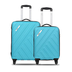 Safari Ray 2 Pc Set 56 & 67 cms- Small and Medium Polycarbonate Hardsided Luggage Set/Suitcase Set/Trolley Bag Set (Cyan)