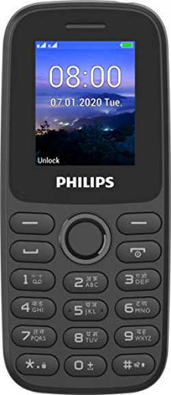 PHILIPS 1.8 inch Display, 32 MB Storage, 0.8 MP Camera, 1000 Phone Book Memory, VGA Video Recording, FM GSM Feature Phone (Black)