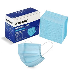 Asgard Melt-Blown Fabric Disposable Face Mask with Nose Clip (Blue, Pack of 50) for Unisex