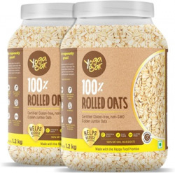 Yogabar 100% Rolled Oats | Premium Golden Rolled Oats, Gluten Free Oats with High Fibre, 100% Whole Grain, Non GMO, No Added Sugar | Rolled Oats for Weight Loss(2400 g, Plastic Bottle, Pack of 2)