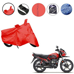 Auto Pearl Red Matty Bike Body Cover with Mirror Pockets Buckle Belt for -Passion Pro TR