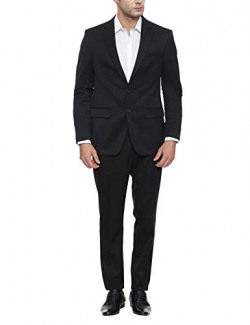 Peter England Men's Poly Viscose Notch Lapel Suit (PSU10417001845_Black_40)