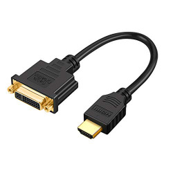 CableCreation HDMI to DVI Cable, Bi-Directional HDMI Male to DVI(24+5) Female Adapter, 1080P DVI to HDMI Conveter, 3D, 0.15M Black Compatible with HDTV,PS3,PS4,DVD,Nintendo Switch