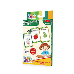 Playlearn Funskool Play & Learn-Fruits,Educational,21 Pieces,Flash Cards,for 3 Year Old Kids and Above,Toy, Multicolor