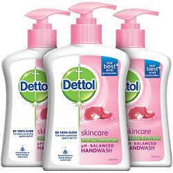 Dettol Liquid Handwash Dispenser Bottle Pump - Skincare Moisturizing Hand Wash (Pack of 3 - 200 ml each) | Antibacterial Formula | 10x Better Germ Protection