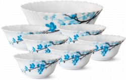 Larah by Borosil Mimosa - Pudding Set Opalware Serving Bowl(White, Pack of 7)