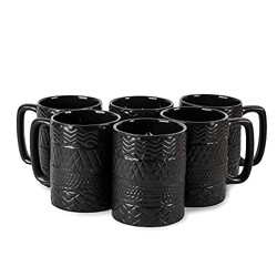 Anwaliya Auto Series Ceramic Coffee Mugs, 250 ml, Set of 6, Tyre