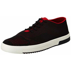 Amazon Brand - House & Shields Men Black/RED Textile Sneakers-6 UK (40 EU) (7 US) (AZ-HS-006)