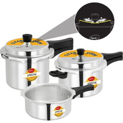 Pigeon by Stovekraft Limited Special Spill Free Clean Cook Induction Bottom Aluminium Pressure Cooker 2 L, 3 L, 5 L Induction Bottom Pressure Cooker(Aluminium)