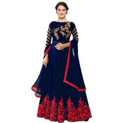 Mohnish Fashion Anarkali Gown(Red, Blue)