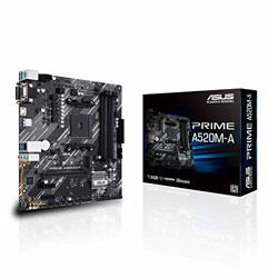 ASUS Prime A520M-A (AMD AM4 Socket for AMD Ryzen 5000/5000 G/ 4000 G/ 3000) Micro ATX Motherboard with M.2 Support 1Gb Ethernet HDMI/DVI/D-Sub SATA 6Gbps and USB 3.2 Gen 1 Type-A
