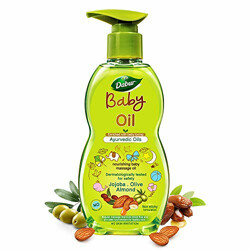 Dabur Baby Oil: Non - Sticky Baby Massage Oil with No Harmful Chemicals |Contains Jojoba, Olives & Almonds | Hypoallergenic & Dermatologically Tested with No Paraben & Phthalates - 500 ml