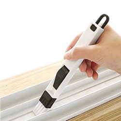 AGP 2-in-1 PP Plastic Multi-Function Window Slot Brush with Dustpan for Screen Keyboard Drawer Wardrobe Corner Gap Dust Cleaning (20 x 2 cm, Multicolour)