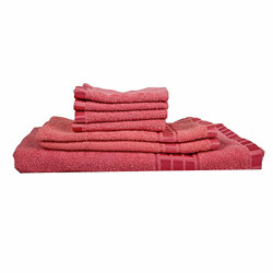 Eurospa Set of 7 Cotton Bath + Hand + Face Towel Set Pink