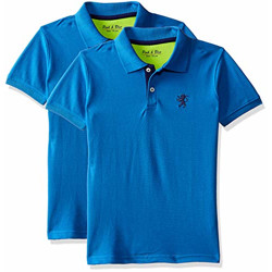 Pink & Blue by Fbb Men's Plain Regular Fit Cotton Polo (1000844222021_Turquoise Blue_2YRS)