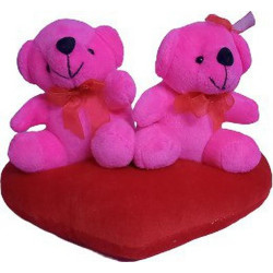 Attache Pink Couple with Heart on Red Heart  - 20 cm(Pink, Red)