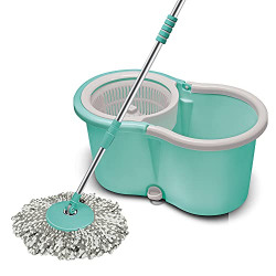 Spotzero by Milton Smart Spin Mop with Bucket (Aqua Green, Two Refills)