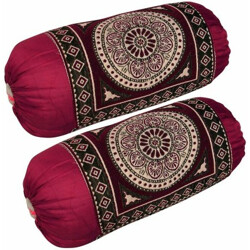 Home Elite Floral Bolsters Cover(Pack of 2, 40 cm*75 cm, Maroon)