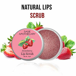 Sage Apothecary Strawberry Lip Scrub for Lightening & Brightening Dark/Smoker/Dry/Chapped Lips | Provides Moisture to Dry Lips | Made with Natural Ingredients - 8 gm
