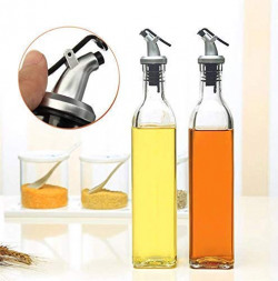 SHOPHOME 500 ml Oil Dispenser, Vinegar Cruet Bottle, Air Tight Salad Dressing Cruet Glass Oil Bottle, Clear, (Pack of 1)