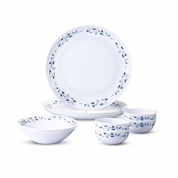 Larah by Borosil - Moon Series, Skyleaf 10 Pieces Opalware Dinner Set, White