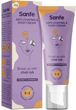 Sanfe Natural Anti-Chafing and Rash Cream - 50g - for chafing from sanitary pads, sports, heavy thighs, bra - airless pump tube for easy application(50 g)