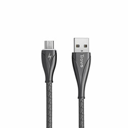 Trovo RAC-45 1Mtr, 3.1Amp Zync Alloy Micro USB Charge & Sync Cable-Black