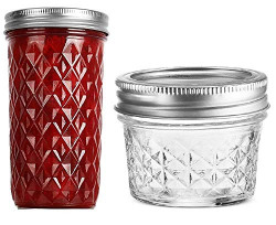 STAR WORK - Mason Jars (330 ml x 1 + 110 ml x 1 ) Canning Jars Jelly Jars with Wide Mouth Lids Ideal for Jam, Honey, Wedding Favors, Shower Favors, Baby Foods (2)