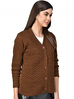 eKools Women's Winterwear Woolen Sweaters (Chocolate Brown, M)